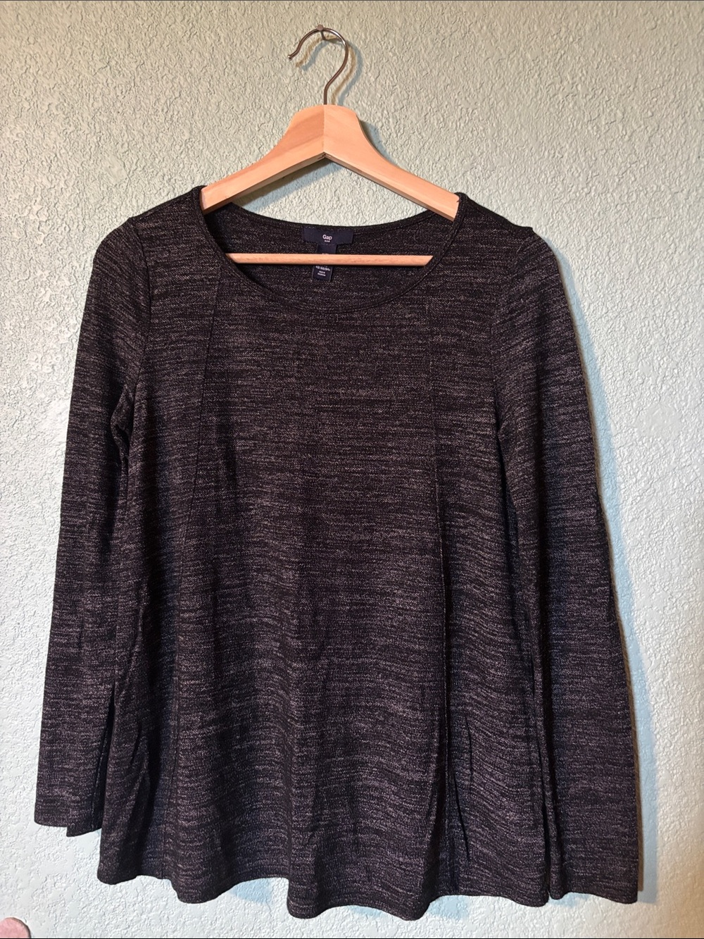 GAP Dark Heather Gray Long Sleeve Scoop Neck Tunic Sweater Women’s XS Good